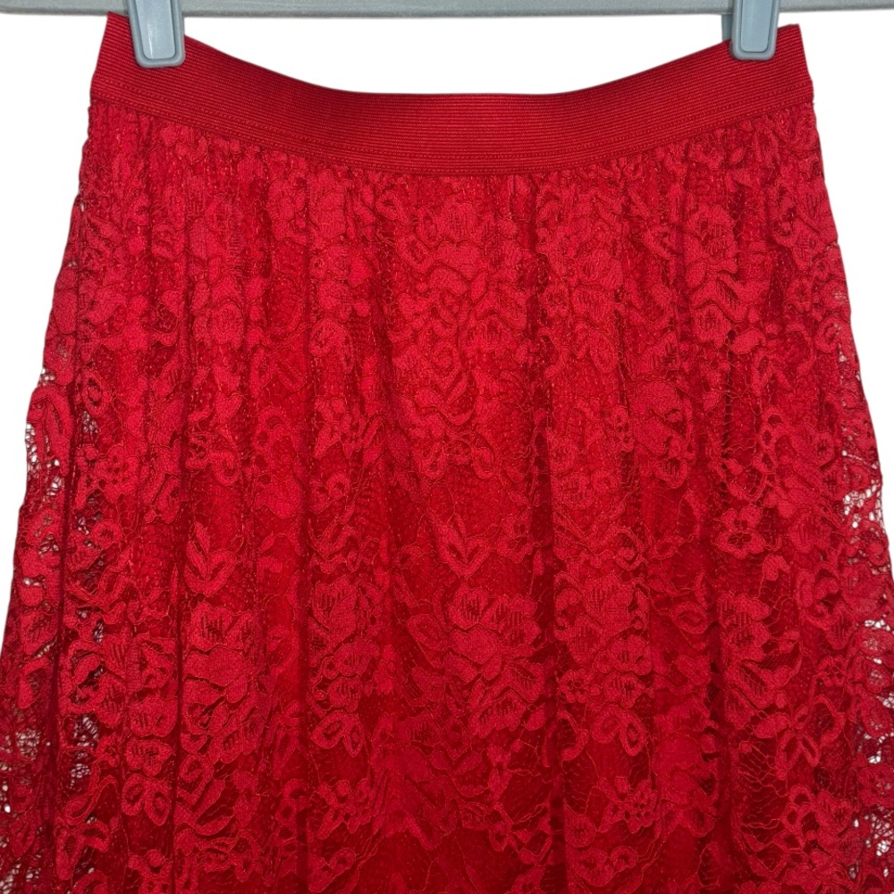 Laffaire Red Lace Maxi Skirt A-Line Full Skirt Women’s Size Medium - Picture 2 of 8
